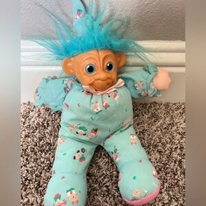 Vintage Troll Doll in Teal Pajamas